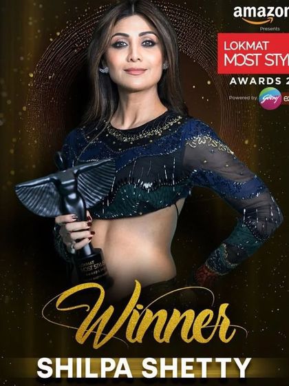 The official winner's graphic featuring our portrait of Shilpa Shetty. Our event photography package includes creating assets ready for digital promotion and press releases.