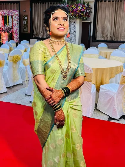 My gorgeous bride Radhika on her big day. This Maharashtrian bridal look is traditional and elegant, with a focus on her radiant smile.