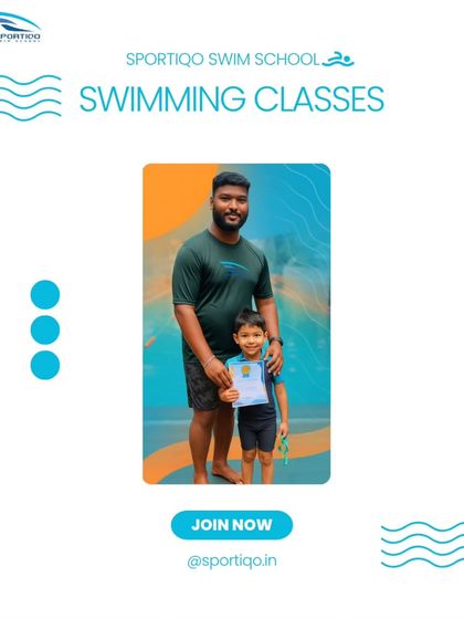 A simple and direct call to action to join our swimming classes, featuring a proud student with his certificate.