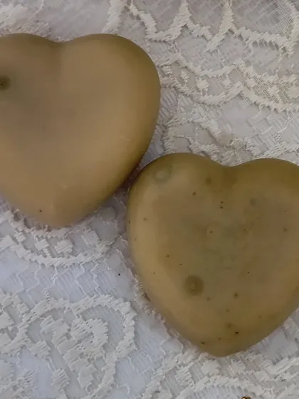 Another shot of the 'Hope' heart soaps, ready to bring a little bit of natural bliss to your day.