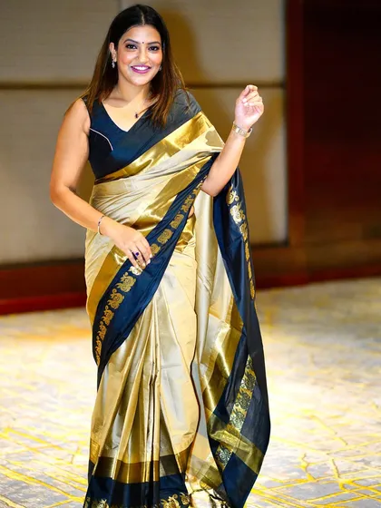 Another beautiful shot of this classic saree, perfect for any special occasion.