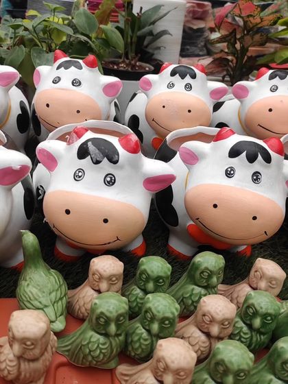 Looking for something fun? We have a collection of quirky animal-shaped planters, like these adorable cow pots, to add a bit of personality to your plant collection.