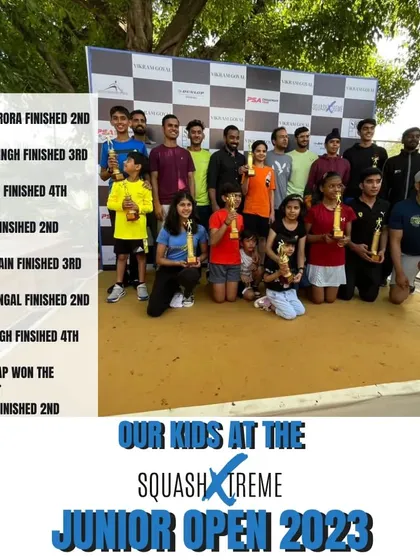 Our kids celebrating their fantastic results at the Squash Xtreme Junior Open 2023. Hosting our own tournament and seeing our players shine is a special feeling.