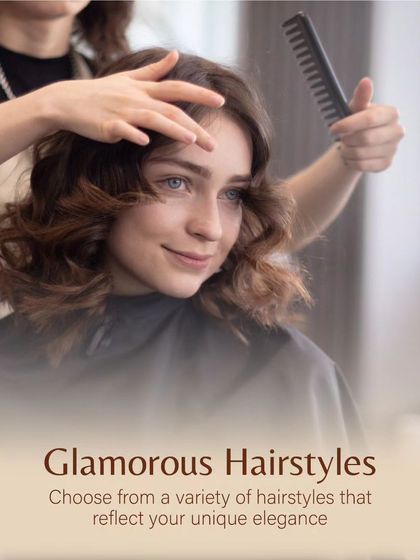 Choose from a variety of glamorous hairstyles that reflect your unique elegance. Here, a client receives a soft, wavy style perfect for any occasion.