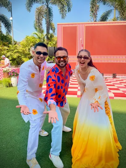 Posing with the happy couple, five months before their big day. The journey of a wedding starts long before the main event.