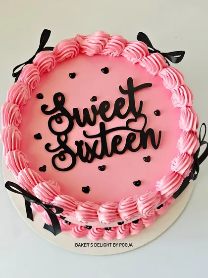 Sweet Sixteen! This pretty pink cake with black ribbon bows and hearts was for a special client I've been baking for since she was nine. A simple yet chic design for a milestone birthday.