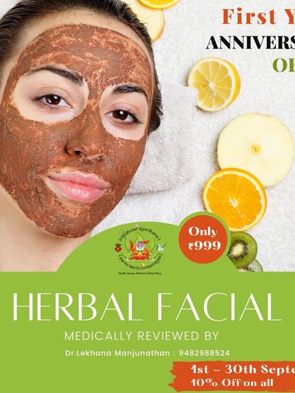 This is an example of a promotional offer for my herbal facial. I use fresh, natural ingredients to create customized face packs that cleanse, nourish, and rejuvenate the skin.