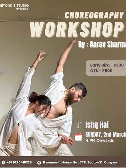 The official poster for the 'Ishq Hai' workshop. The image of the two dancers in a graceful pose perfectly represents the lyrical and contemporary style of the class.