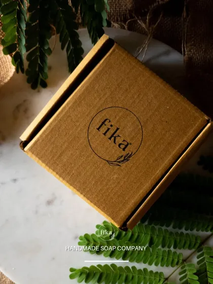 Your customers' unboxing experience matters. I use simple, plastic-free, and zero-waste packaging that reflects the natural purity of the products inside. This Fika-branded box shows my commitment to sustainability from start to finish.