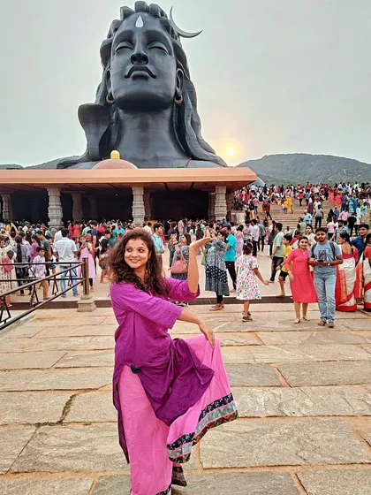 A beautiful memory of dancing at the Adiyogi Shiva statue. A moment of reverence and joy in a powerful, spiritual place.