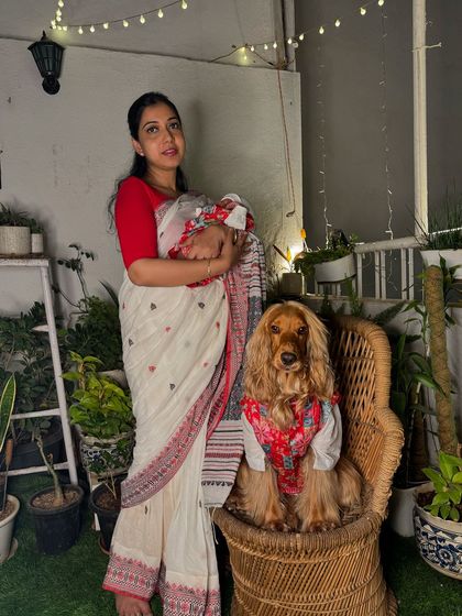 A portrait of me with my two boys during Diwali, celebrating the festival of lights together.
