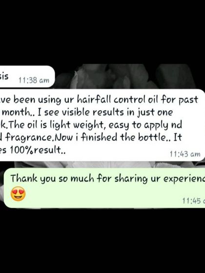 This user saw visible results in just one week with my hair fall control oil. She mentions it's lightweight, easy to apply, and gives a 100% result.