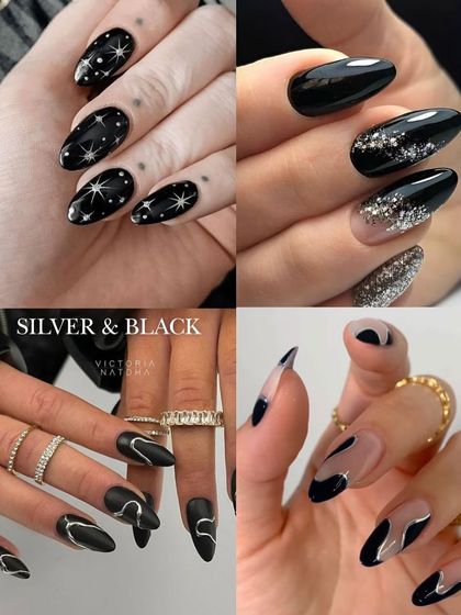Silver and black is a classic combination for a reason. This board features bold and edgy designs, including starry nights, glitter accents, and modern graphic lines.
