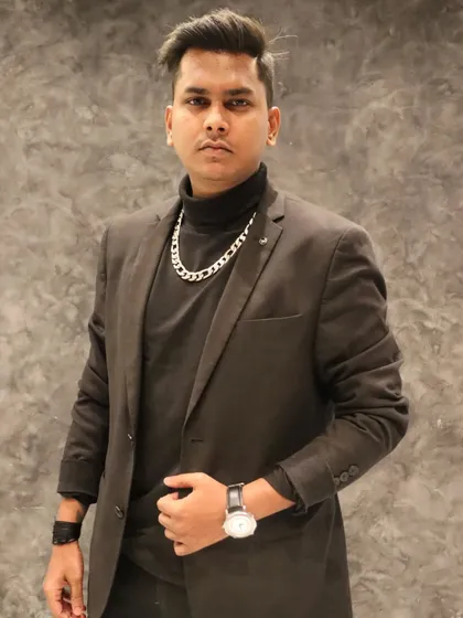 A stylish look from a recent photoshoot. I believe in presenting a professional and confident image as an artist.
