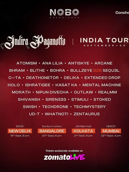 The massive all-India lineup for the Indira Paganotto tour. This poster shows the scale of the tour and the incredible roster of artists I was a part of.