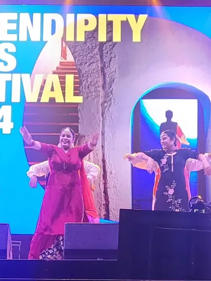The women of the 'Rangla Punjab' troupe performing with infectious joy.