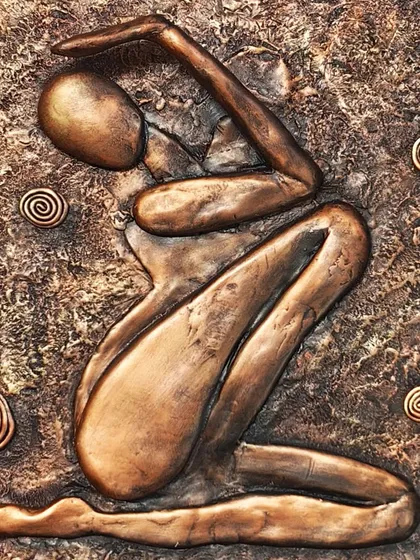 Explore the beauty of three-dimensional art with our relief work courses. This piece, with its intricate textures and metallic bronze finish, shows how you can turn a flat surface into a sculptural masterpiece for your walls.