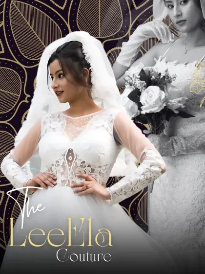 For the modern bride, I design elegant Western-style wedding gowns. This piece features delicate lace work on the bodice and sleeves, creating a timeless and sophisticated look for a Christian wedding or reception.