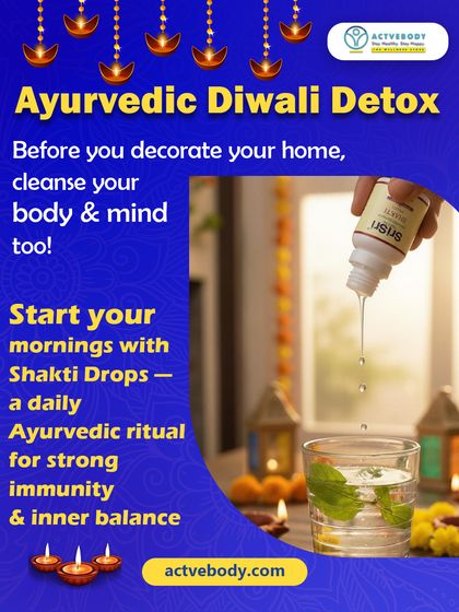 An Ayurvedic Detox for a Glowing Diwali. Before you decorate your home, take a moment to cleanse your body and mind. Starting your mornings with Shakti Drops is a daily Ayurvedic ritual I recommend for building strong immunity and finding inner balance for a truly radiant festival.