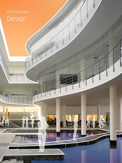 This image of Pearl Academy is used to illustrate our design process. The building's form is a living system that responds to its environment, creating a modern expression rooted in tradition and innovation.