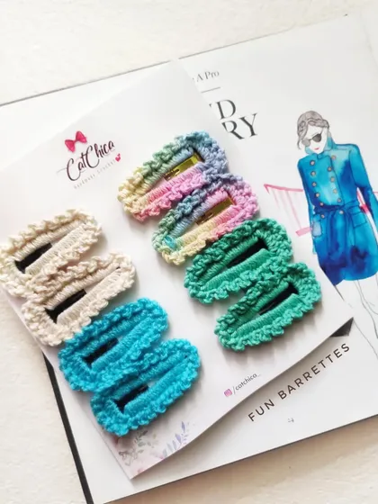 Another shot of our 'Fun Barrettes' set, styled with a fashion illustration. They are simple, chic, and versatile.