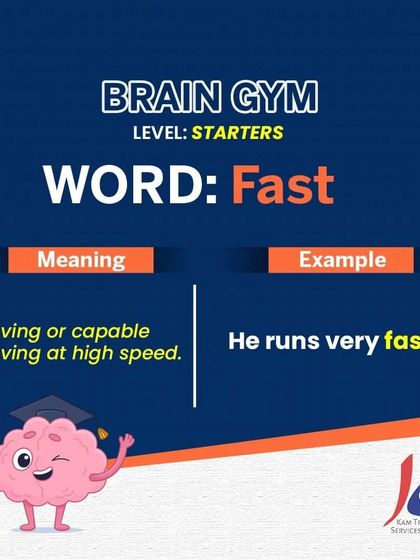 This is another example for the word 'Fast'. Showing words in different contexts helps reinforce learning and improves a child's ability to use vocabulary flexibly.
