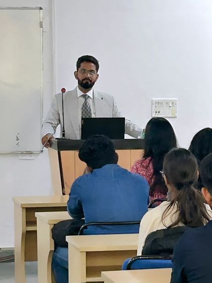 A front view of my guest lecture at Amity Law School. Engaging with bright young minds is one of the most rewarding aspects of my work.