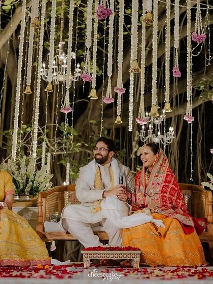 A happy family scene during the wedding ceremony, full of smiles and laughter.