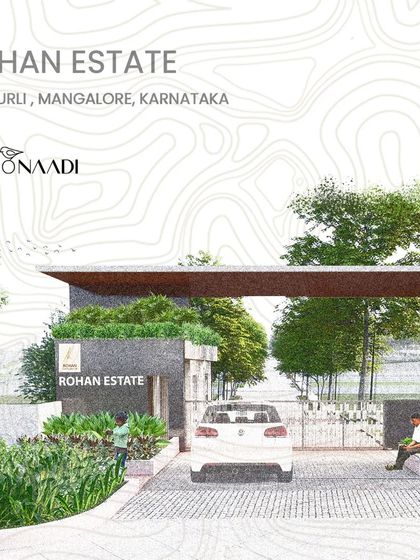 A conceptual sketch of the Rohan Estate entrance, showing the initial design intent. This illustrates how I balance security, branding, and aesthetics with integrated planters and seating to create a functional and welcoming gateway.