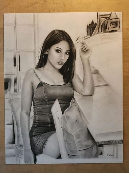 Another view of the final unframed portrait.