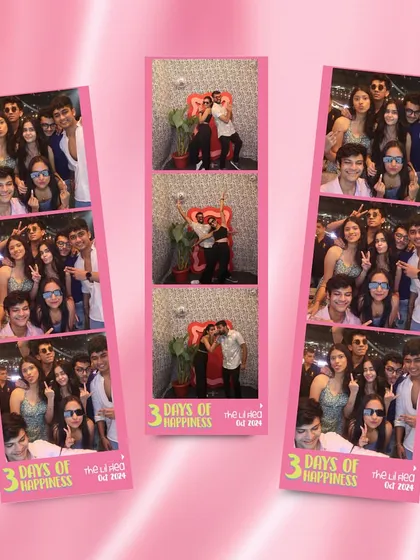 A look at the popular photo strips from The Lil Flea. This vertical format is perfect for group shots and creates a nostalgic, retro feel that guests love.