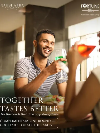 We believe that together tastes better. A snapshot of guests enjoying complimentary cocktails, a gesture we extend to make your time at Nakshatra even more special.