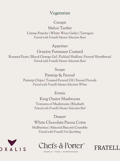 The vegetarian counterpart to the Christmas menu. It features elegant dishes such as Gruyère Parmesan Custard and a King Oyster Mushroom entrée.