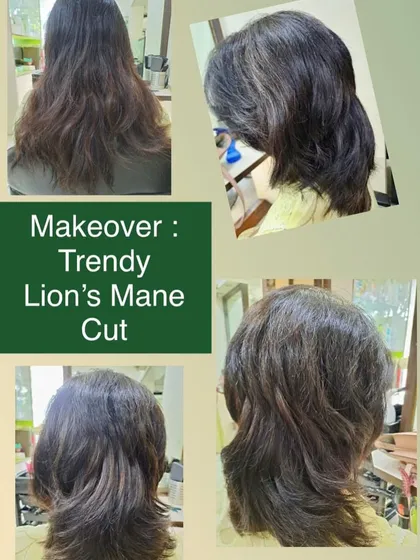 This trendy "Lion's Mane" cut uses heavy layering to create significant volume and a bold, textured shape, perfect for a modern and edgy style statement.
