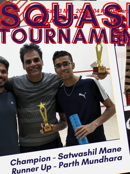 The spirit of friendly competition is what we're all about. Here are the champion and runner-up from one of our fun squash tournaments, celebrating a well-played final.