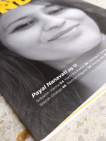 A close up of the magazine cover, showing my name listed among other talented Indian designers and artists. I am grateful for the recognition and the platform to share my work.