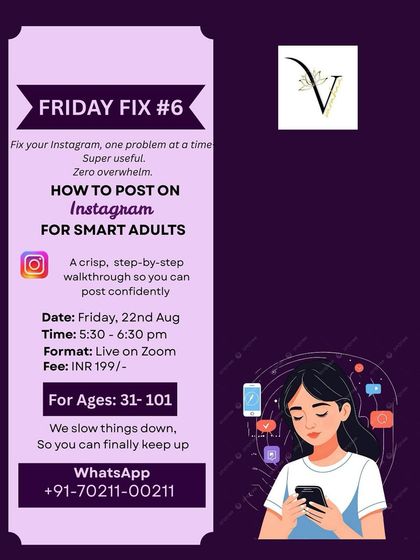 This 'Friday Fix' session is a crisp, step-by-step walkthrough on how to post on Instagram, designed for smart adults. I slow things down so you can finally keep up and post with confidence.