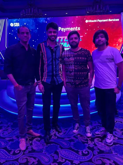 Backstage with my bandmates before our performance for SBI Payments. We are a team of dedicated professionals ready for any corporate challenge.