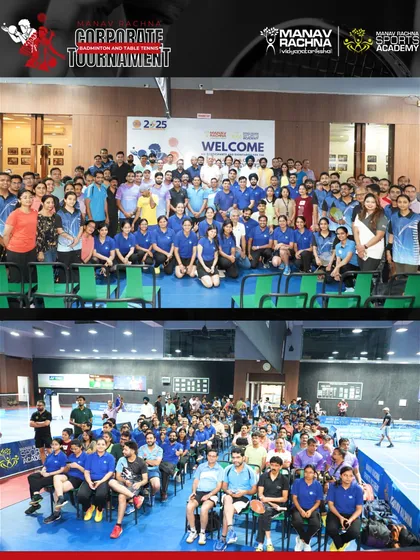 A full house of participants at the opening ceremony. Our corporate events see massive participation, with over 300 athletes from 20+ companies joining the action.