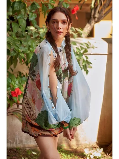 This printed co-ord set from Limerick is like wearable art. The billowy sleeves and unique print make it a standout piece for a stylish Sunday brunch or vacation.