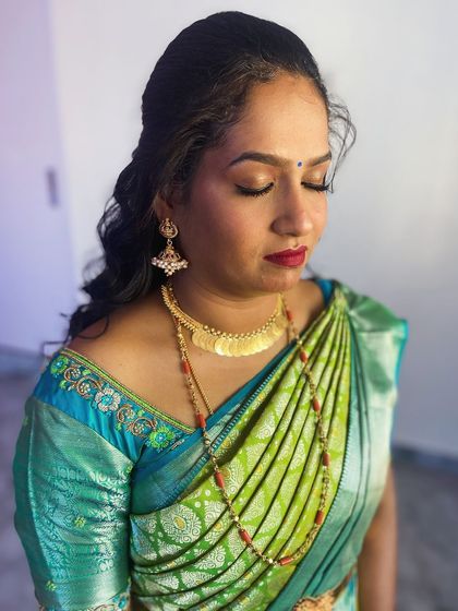 A close-up of the client's makeup.