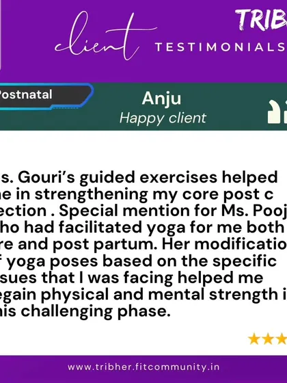 Thank you, Anju. It's wonderful to know our guided exercises helped strengthen your core post c-section and that our modified yoga poses supported your physical and mental strength.