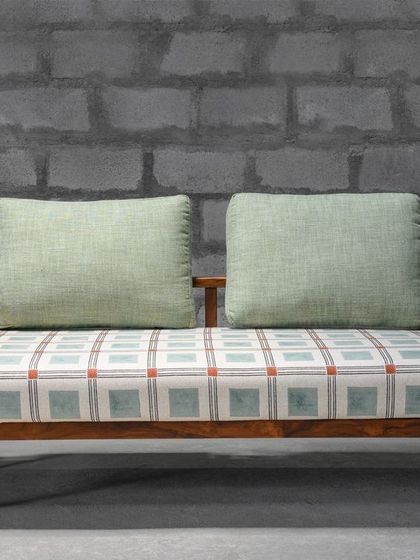 A variety of our sofas and daybeds, including a custom piece for mamama.in and our adaptable Tarangini sofa. These images showcase our ability to tailor seating to any living room theme with choices in size and fabric.