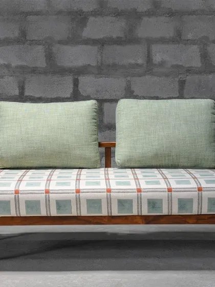 A variety of our sofas and daybeds, including a custom piece for mamama.in and our adaptable Tarangini sofa. These images showcase our ability to tailor seating to any living room theme with choices in size and fabric.