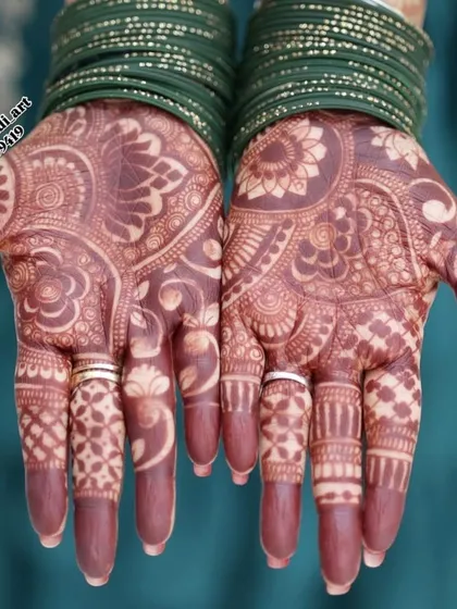 The final stain is proof of quality. I teach my students how to mix their own natural mehndi paste and the correct aftercare process to achieve this deep, rich, and long-lasting color, which is something all clients look for.