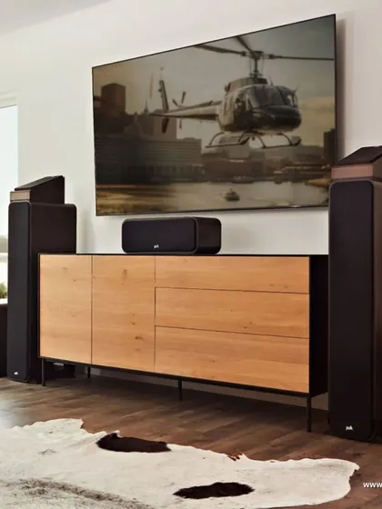 A powerful home entertainment system is the centerpiece of a modern living space. Here, the Polk Signature Elite Series delivers an immersive audio experience for movies and music. We design and install systems that provide rich, detailed sound, ensuring every dialogue and note is heard with absolute clarity.
