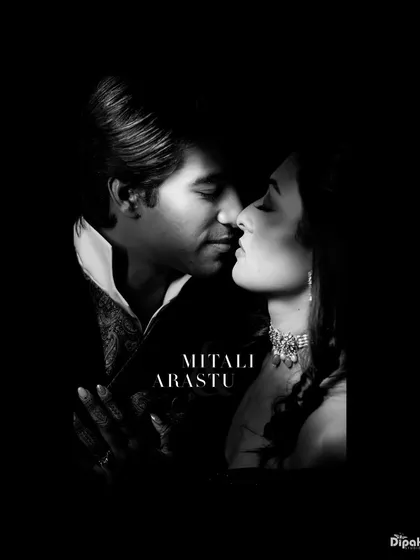 A classic, artistic black and white portrait capturing the intense and gentle connection between a couple. This timeless style of photography focuses purely on emotion, creating a powerful and lasting memory.