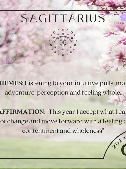An affirmation for Sagittarius. This year is about listening to your intuition and feeling whole. Affirm: "This year I accept what I can not change and move forward with a feeling of contentment and wholeness."