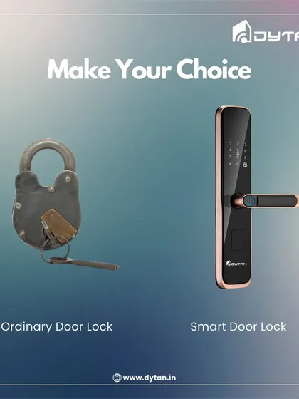 The choice is clear. This image compares a bulky, ordinary door lock with our sleek, multi-functional smart door lock. It's an upgrade in both security and style.