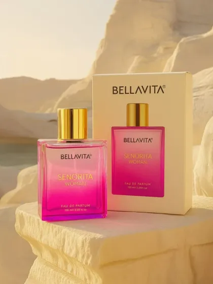 The Bella Vita "Senorita" woman perfume, a vibrant and fresh scent that makes a perfect personalized gift.